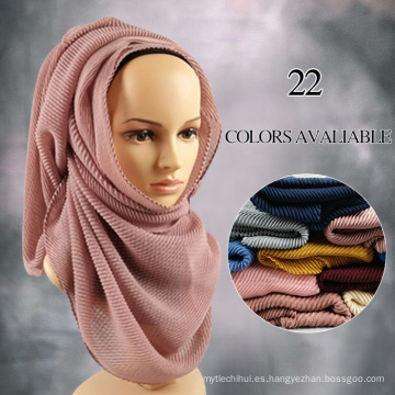 Bufanda caliente del hijab de la arruga del algodón del rayón del color sólido de las mujeres de la venta superior de calidad superior